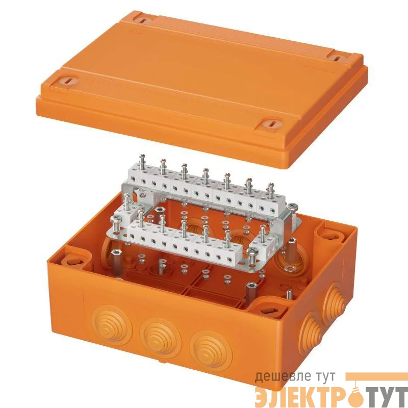 Коробка пластиковая FS с кабельными вводами и клеммниками IP55 240х190х90мм 40р 450V 6A 4кв.мм DKC FSB414004