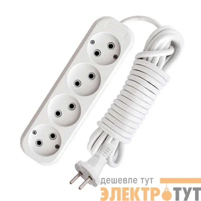 Удлинитель 4х5м без заземл. 10А IP20 Е-204 ПВС 2х0.75 АБС-пластик UNIVersal 9631969