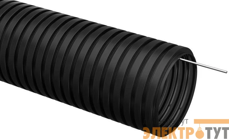 Труба гофрированная ПНД d25мм с протяжкой черн. (уп.50м) IEK CTG20-25-K02-050-1