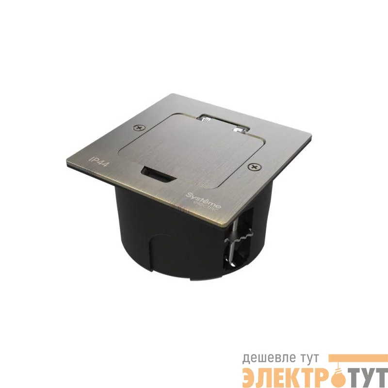 Лючок MultiDesk MDK20 на 2мод. IP44 с монтажной коробкой для стены фальшпола стола античная латунь SE MDK20102BA