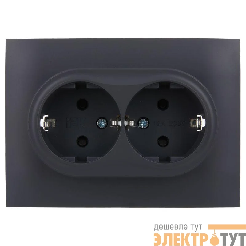 Розетка 2-м SKANDY 16А с заземл. защ. шторки в сборе SK-R07T титан IEK SK-R24-16-K48-F