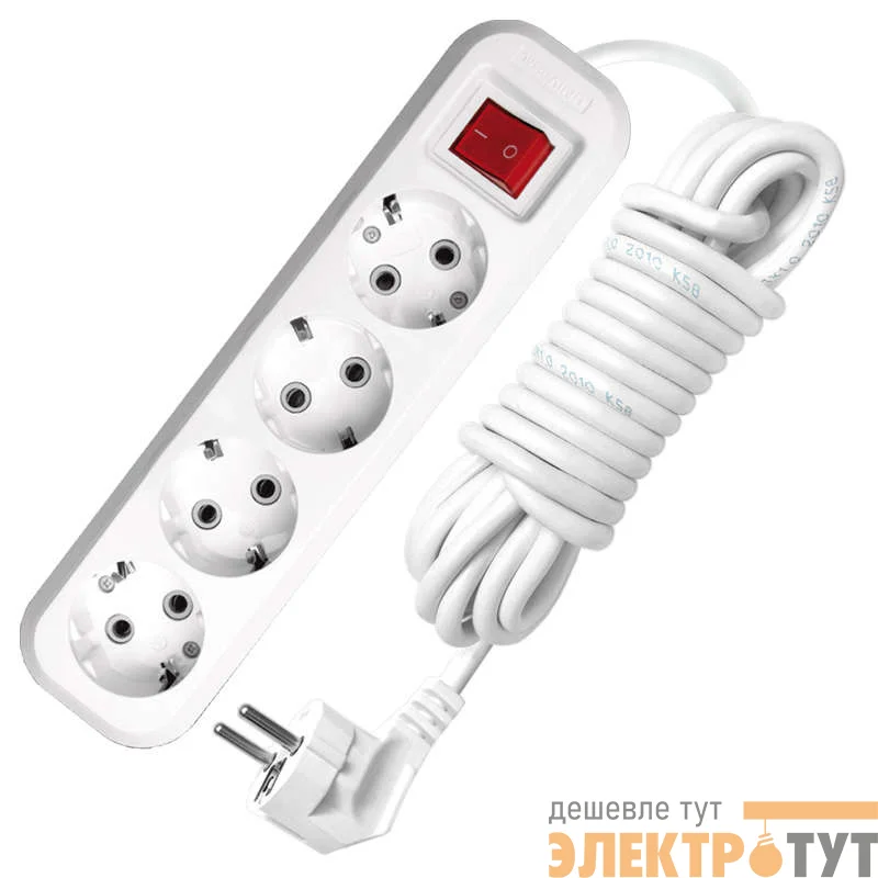 Удлинитель 4х5м с заземл. 13А IP20 S-304 ПВС 3х1 с выкл. UNIVersal 9631991