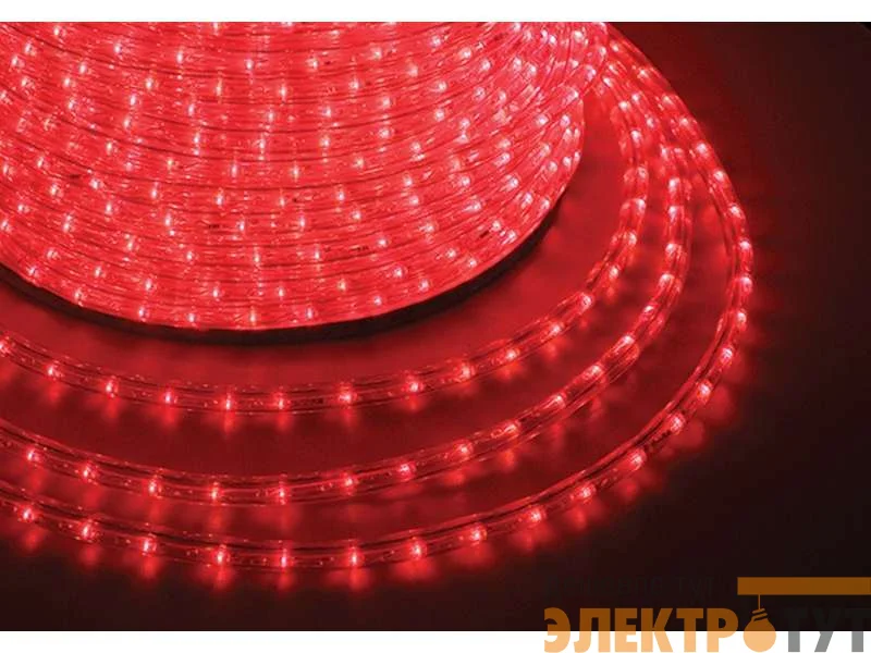 Шнур светодиодный Дюралайт чейзинг круглый 13мм красн. 2.4Вт/м 220В IP54 (уп.100 м) NEON-NIGHT 121-322