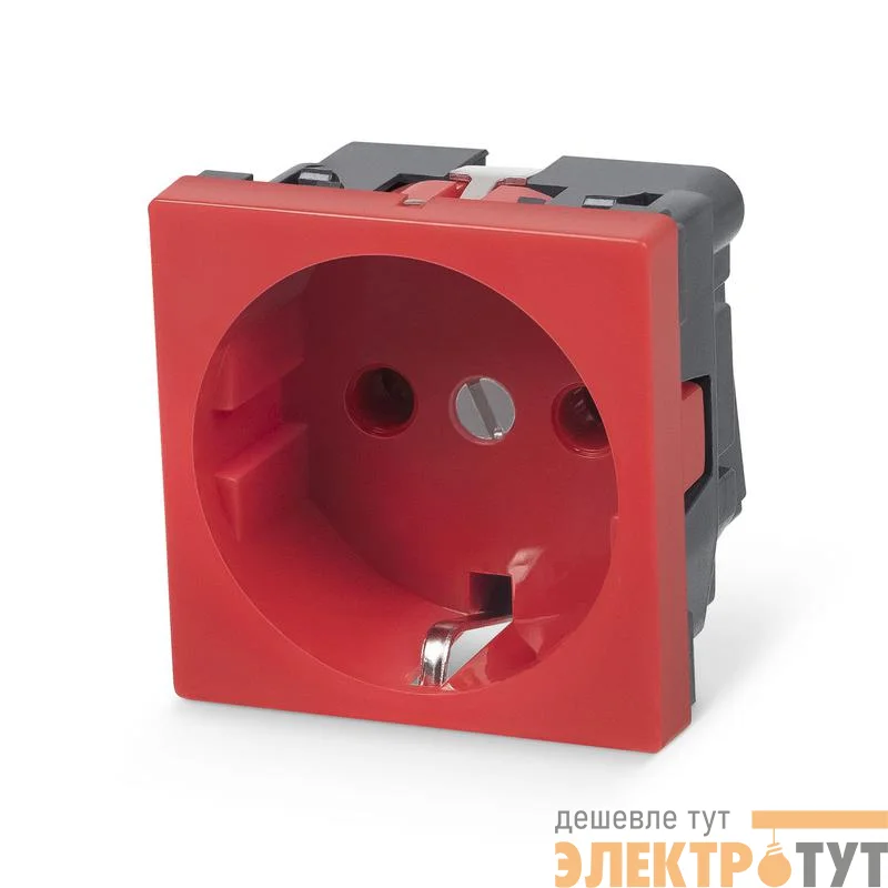 Розетка ME45-RD 16А Mosaic 45х45 2P+E немецк. стандарт красн. Cabeus 10104c