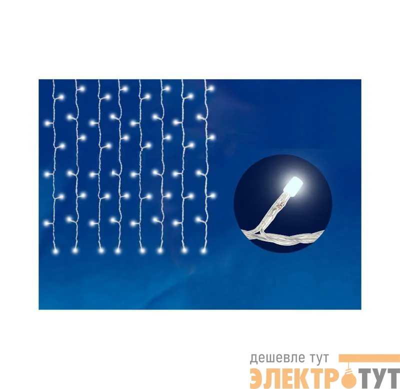 Занавес светодиодный ULD-C2030-240/SWK WHITE IP67 со статическим свечением 3х2м соединяемый 240LED бел. свет провод бел. Uniel UL-00001361