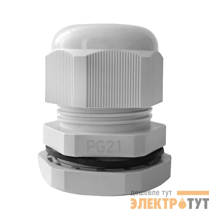 Ввод кабельный (сальник) PG-21 IP68 сер. TOKOV ELECTRIC TKE-PG-21-G