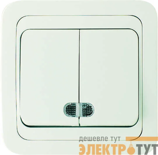 Выключатель 2-кл. СП Mimoza 10А IP20 с подсветкой бел./бел. Makel 12023