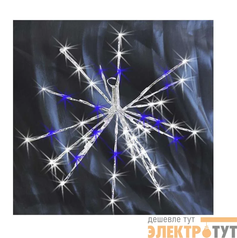 Гирлянда "Еж" 20 LED 10 веток 7.5см и 10см на батарейках 3хАА син./бел. SHLights 4690601043795