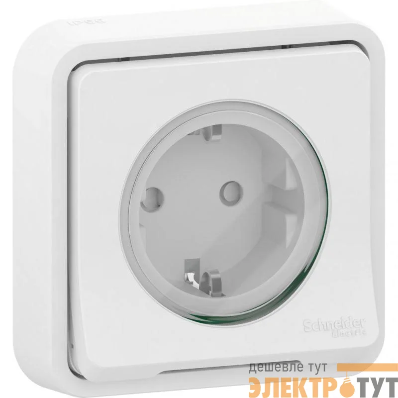 Розетка СП Mureva Styl защ. шторки с заземл. бел. IP55 SchE MUR39132