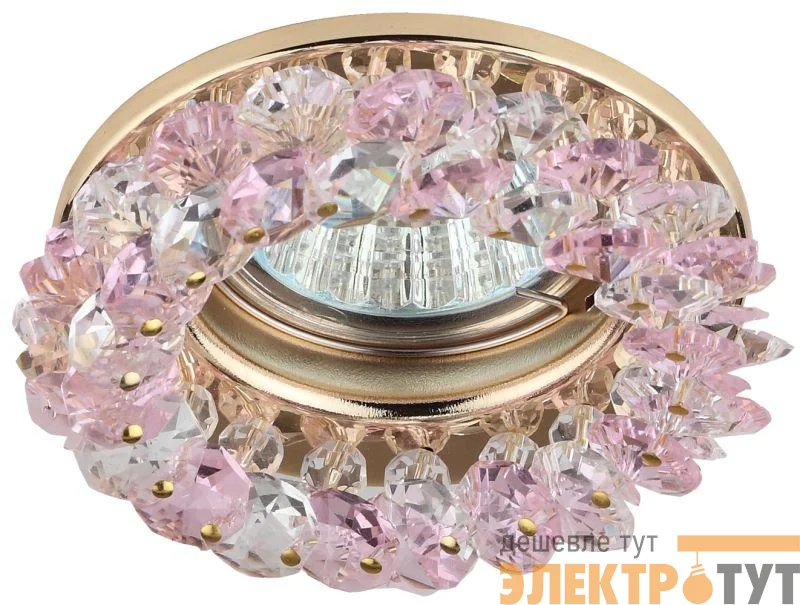 Светильник DK16 GD/WH/PK декор "круглый с мелкими хрусталиками" зол./прозр./роз. ЭРА C0043795