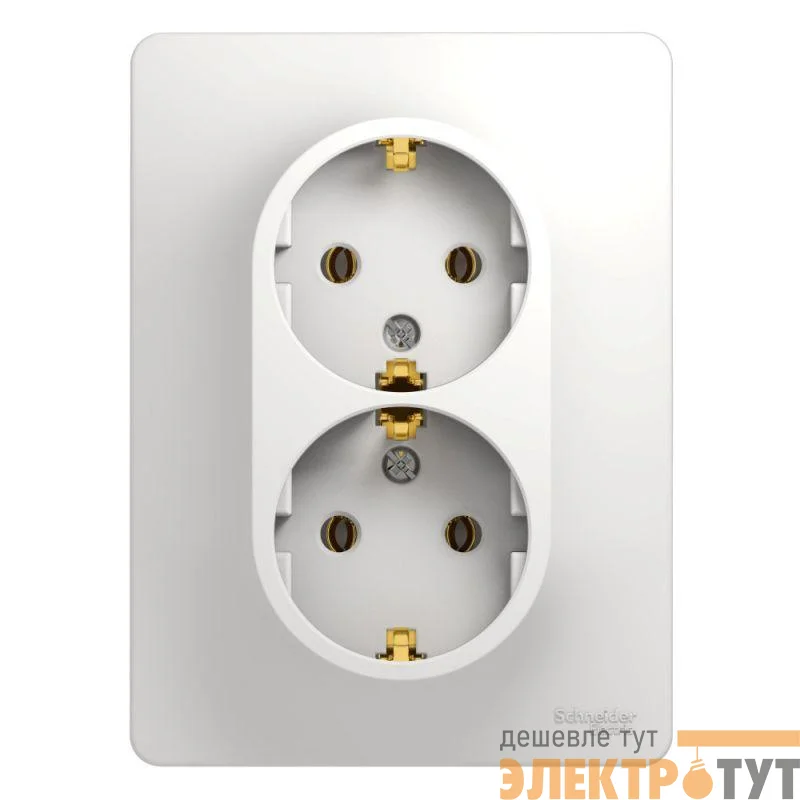 Розетка 2-м СП Glossa 16А IP20 с заземл. в сборе бел. SE GSL000124