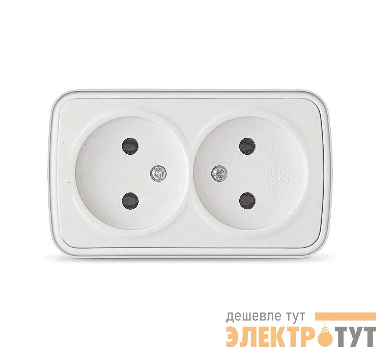 Розетка 2-м ОП Электра 16А IP20 без заземл. бел. Союз 0024