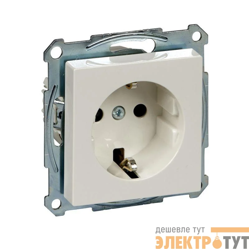 Механизм розетки 1-м СП Merten System M 16А IP20 с заземл. защ. шторки QF SM полярн. бел. SchE MTN2300-0319