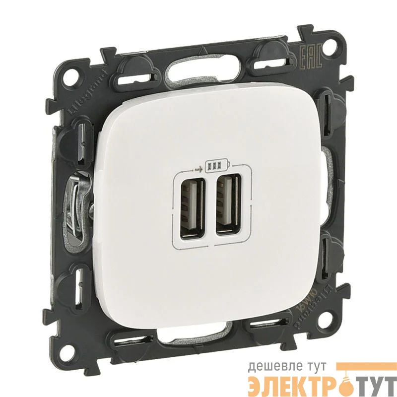 Устройство зарядное Valena Allure с 2-мя USB-разьемами 240В/5В 1500мА с лиц. панелью бел. Leg 754995