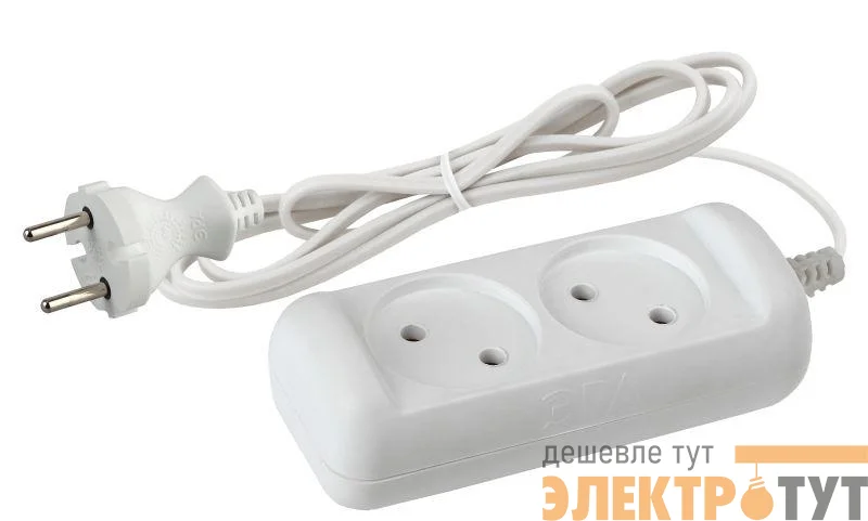 Удлинитель 2х1.5м без заземл. 6А IP20 UX-2-1.5m ШВВП 2х0.75 Эра Б0038557