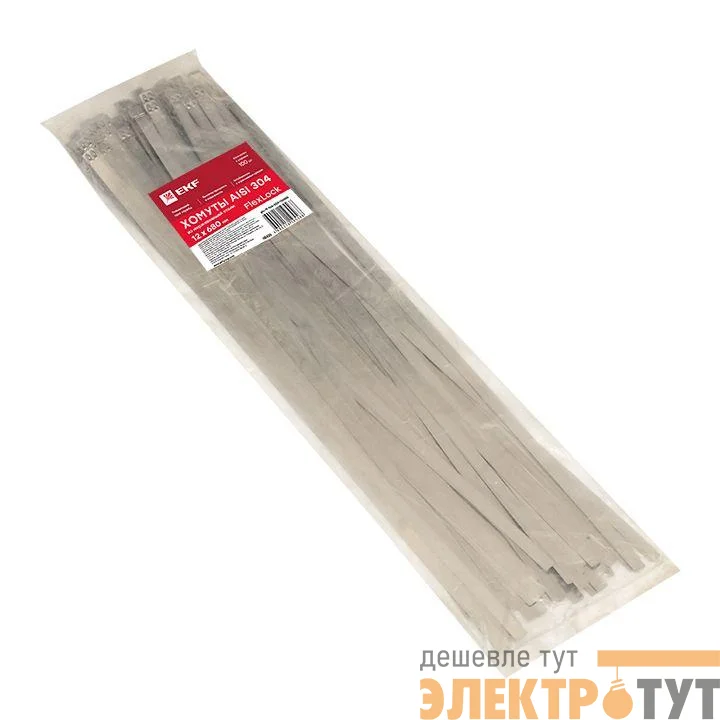 Хомут AISI 304 12х680 нерж. сталь FlexLock (уп.100шт) PROxima EKF plc-fl-tss-304-12x680