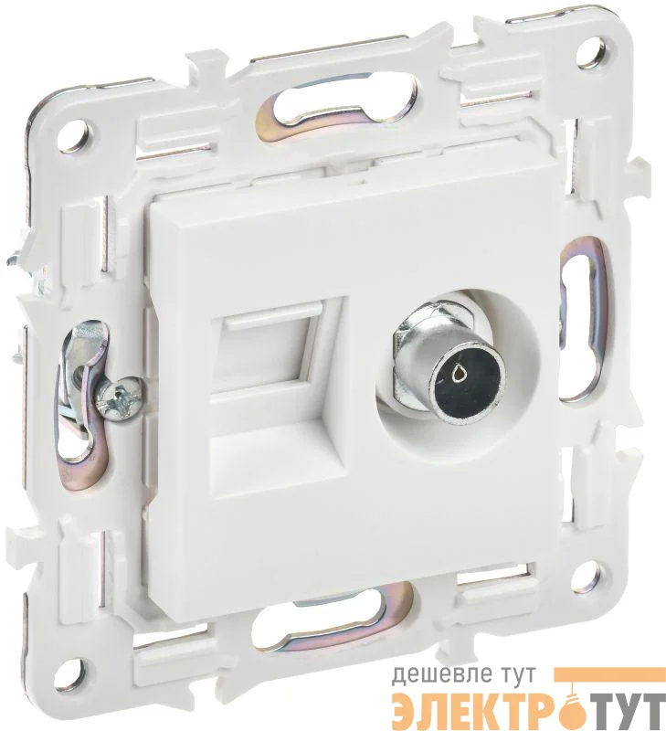Розетка двойная TV+RJ45 кат.5E SKANDY SK-A14W арктич. бел. IEK SK-AK20-1-K01