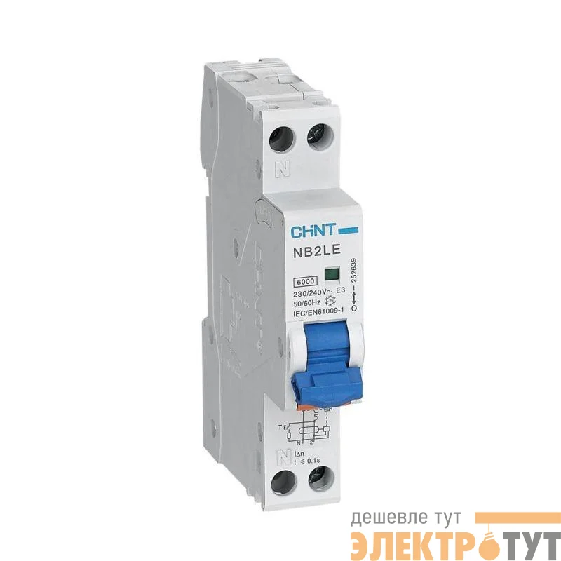 Выключатель автоматический дифференциального тока 1п+N C 25А 30мА 1мод. электрон. тип AC 6кА NB2LE (R) CHINT 689004
