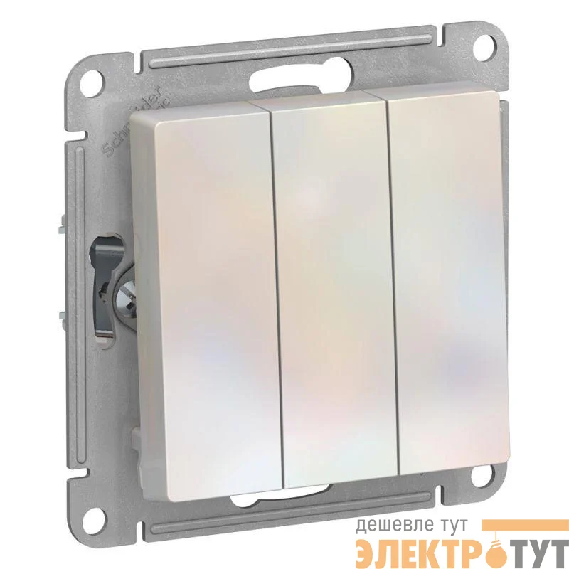 Выключатель 3-кл. СП AtlasDesign 10А IP20 (сх. 1+1+1) 10AX механизм жемчуж. SE ATN000431