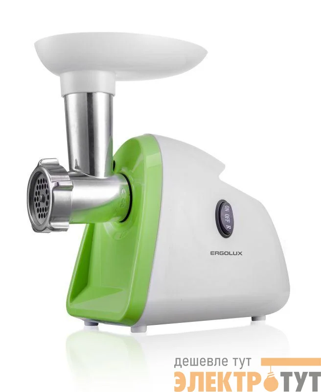 Мясорубка электрическая ELX-MG01-C34 1800Вт реверс 220-240В бел./салат. Ergolux 13968