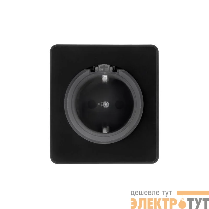 Розетка 1-м СП ROUND MIELE 16А с заземл. защ. шторки и крышкой оникс Kranz KR-78-0702-3