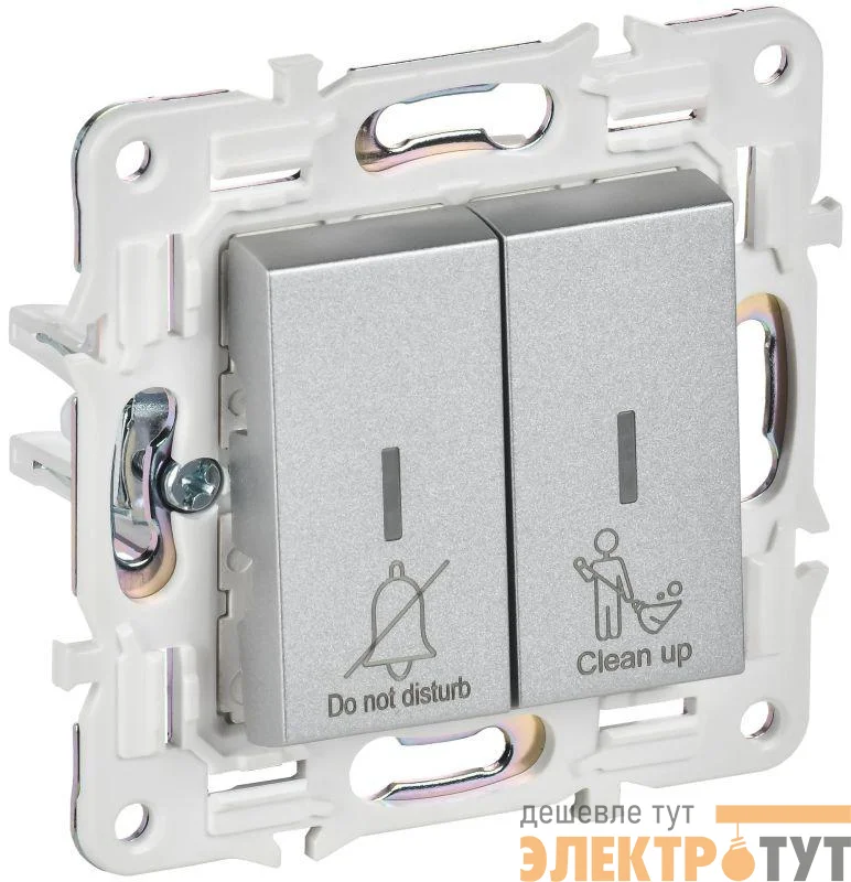 Выключатель 2-кл. SKANDY 10А SK-V16S для отелей с индикацией серебр. IEK SK-V20-2-10-K23