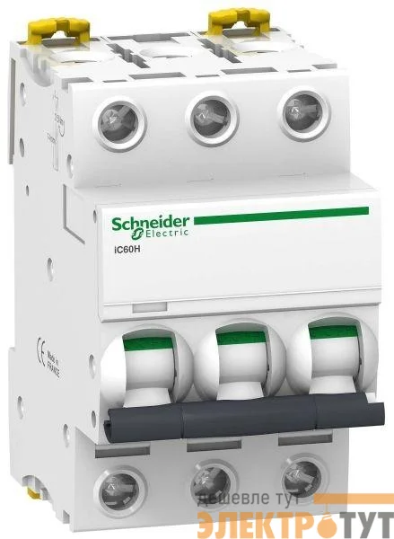 Выключатель автоматический модульный 3п B 63А 10кА Acti9 iC60H SchE A9F88363