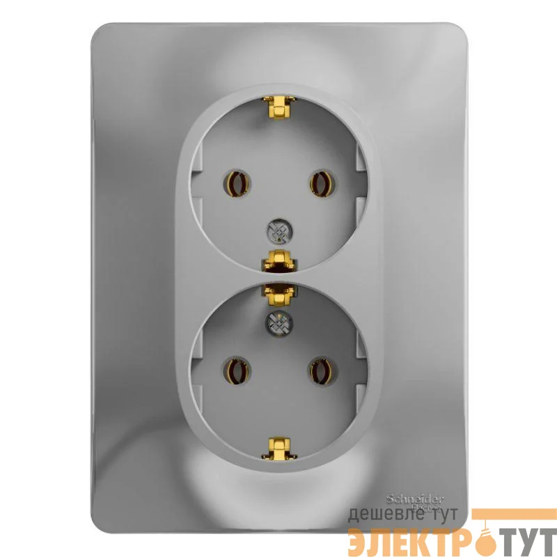 Розетка 2-м СП Glossa 16А IP20 с заземл. в сборе алюм. SE GSL000324