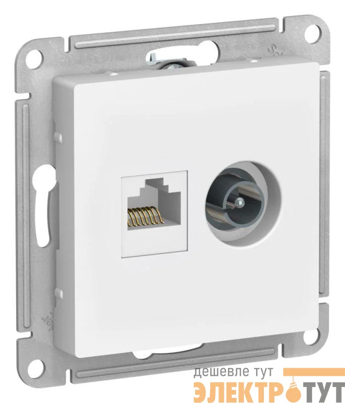 Розетка компьютерная + телевизионная 2-м AtlasDesign RJ45 кат.5E лотос SE ATN001389