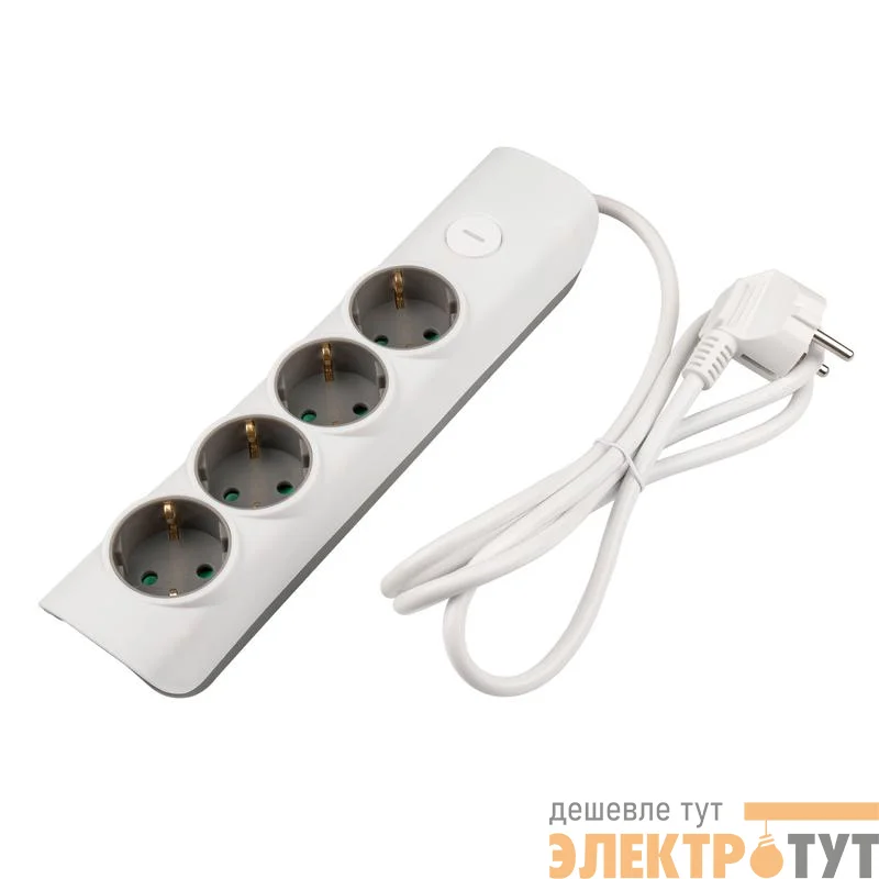 Удлинитель 4х1.4м с заземл. с выкл. бел. ET-04-140W JAZZway 5051799