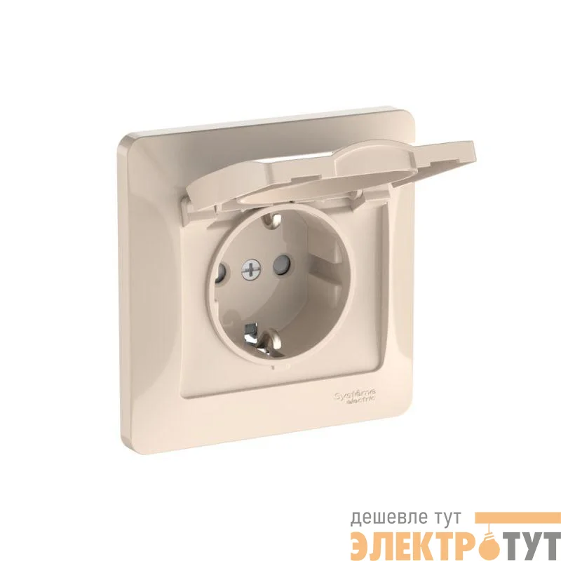 Розетка Glossa 16А IP20 с заземл. защ. шторки с крышкой быстрозажим. клем. в сборе беж. SE GSL000246S