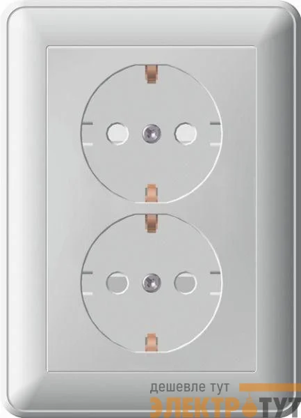 Розетка 2-м СП W59 16А IP20 с заземл. защ. шторки в сборе матов. хром SchE RS16-255-58