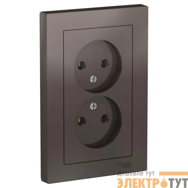 Розетка 2-м СП AtlasDesign 16А IP20 без заземл. в сборе мокко SE ATN000620