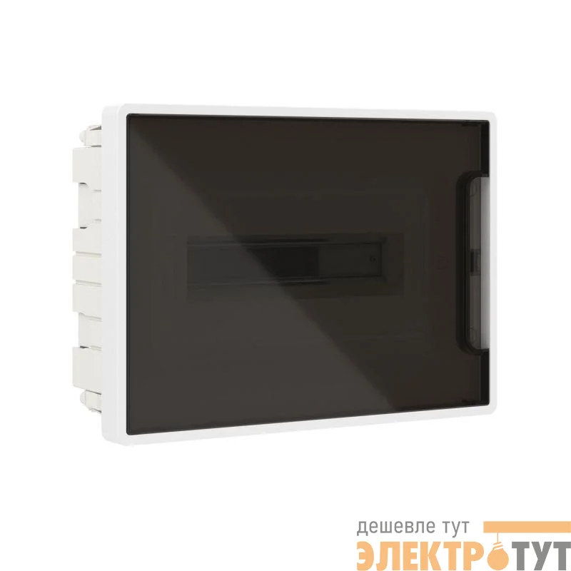 Щиток встраиваемый FRAME 12мод с тонированной дверцей с 2 шинами PEN на 6 и 8 отверст. бел. DKC F12B1WD