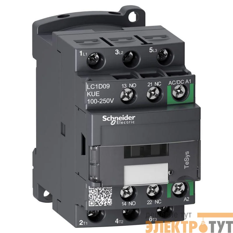 Контактор D 3п AC3 440В 9А катушка управления 100-250В AC/DC зажим под винт SchE LC1D09KUE