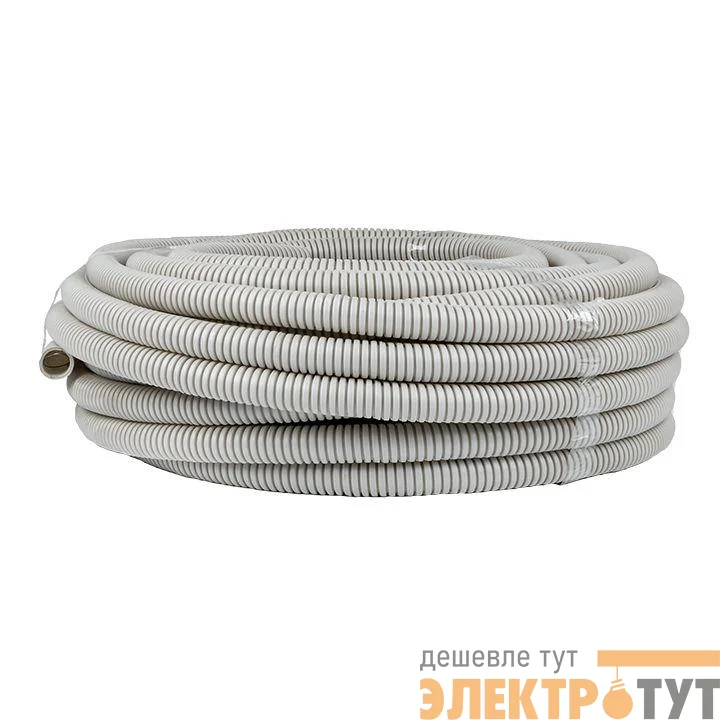Труба гофрированная ПВХ d25мм с протяжкой сер. (уп.25м) Plast PROxima EKF tg-z-25-25n
