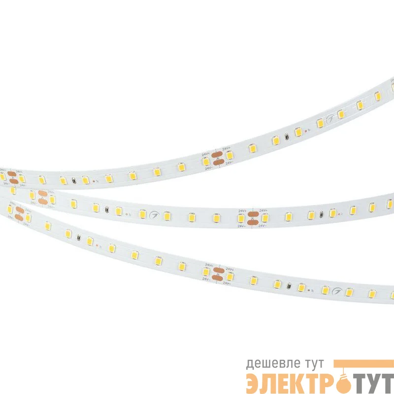 Лента светодиодная RT-A90-10mm 24V Warm 2700К 4.8Вт/м IP20 2835 высок. эффект. 200лм/Вт (уп.5м) Arlight 038777