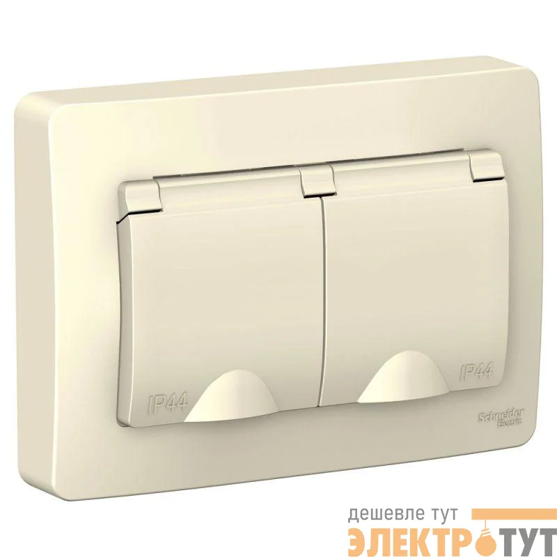 Розетка 2-м СП Blanca 16А IP44 250В с заземл. защ. шторки с крышкой молоч. SE BLNRS441122