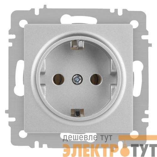 Розетка 1-м СП Accent 6-202-03 16А IP20 250В 2P+E Schuko алюм. Intro Б0063686