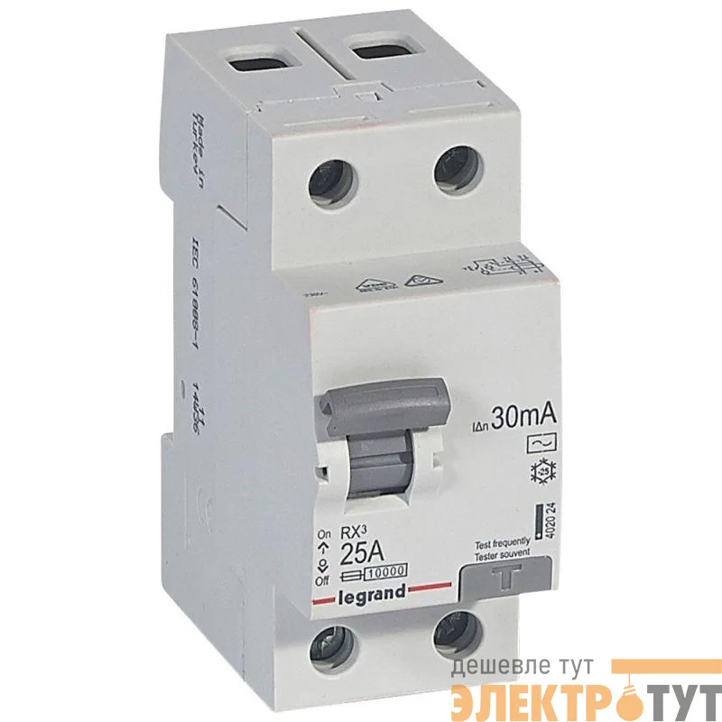 Выключатель дифференциального тока (УЗО) 2п 25А 30мА тип AC RX3 ИЭК Leg 402024
