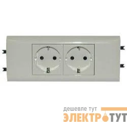 Розетка 2-м Mosaic DLP 65 2х2К+З для кабель-канала нем. станд. с суппортом с заземл. бел. Leg 077432