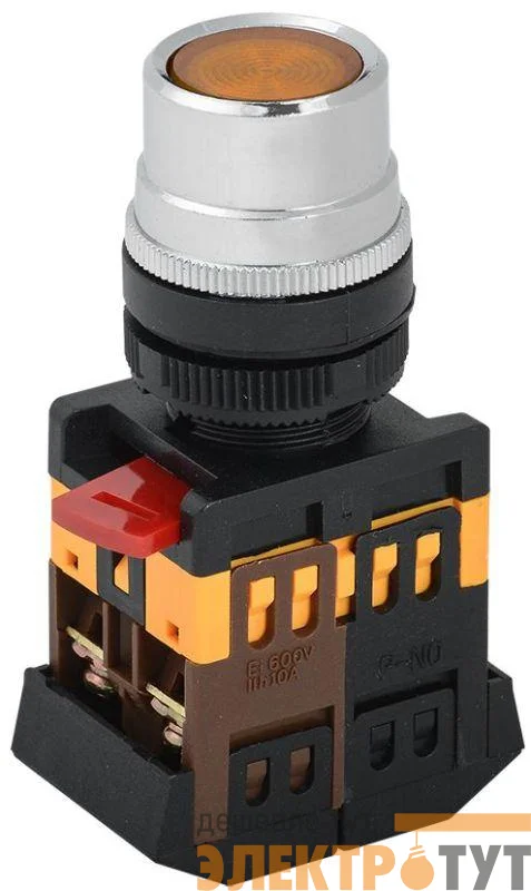Кнопка ABLF-22 d22мм 1з+1р 240В неон желт. IEK BBT10-ABLF-K05