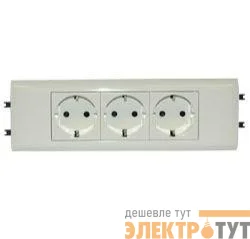 Механизм розетки 3-м СП Mosaic New 6мод. для кабель-канала DLP с заземл. с суппорт. бел. Leg 077433