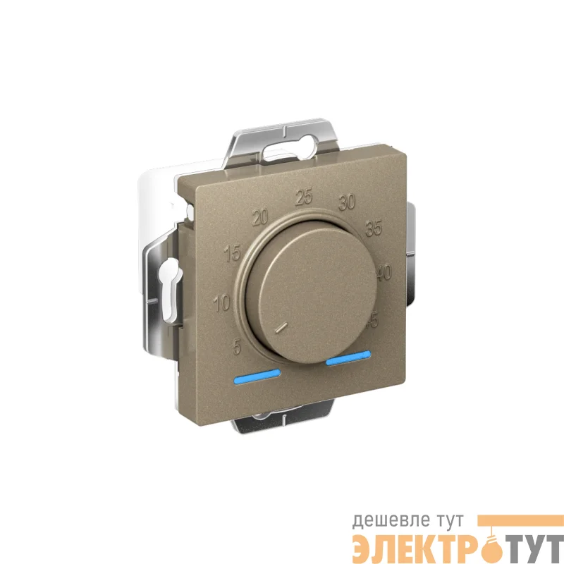 Механизм термостата ATLASDESIGN электрон. теплого пола с датчиком 10А шампань SchE ATN000535