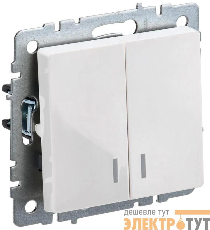 Выключатель 2-кл. СП BRITE ВС10-2-1-БрБ 10А с индик. механизм бел. IEK BR-V20-1-10-K01