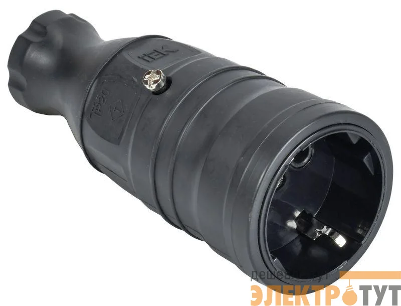 Розетка переносная OMEGA РБп14-1-0м IP20 черн. IEK OM-KR20-16-20-P1-00-K02