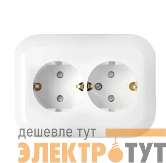 Розетка 2-м СП 16А IP20 с заземл. защ. шторки бел. Bylectrica РС16-357