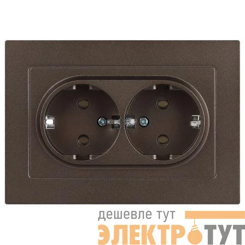 Розетка 2-м СП Accent 6-205-08 16А IP20 250В 2P+E Schuko AL/CU бронза Intro Б0063498
