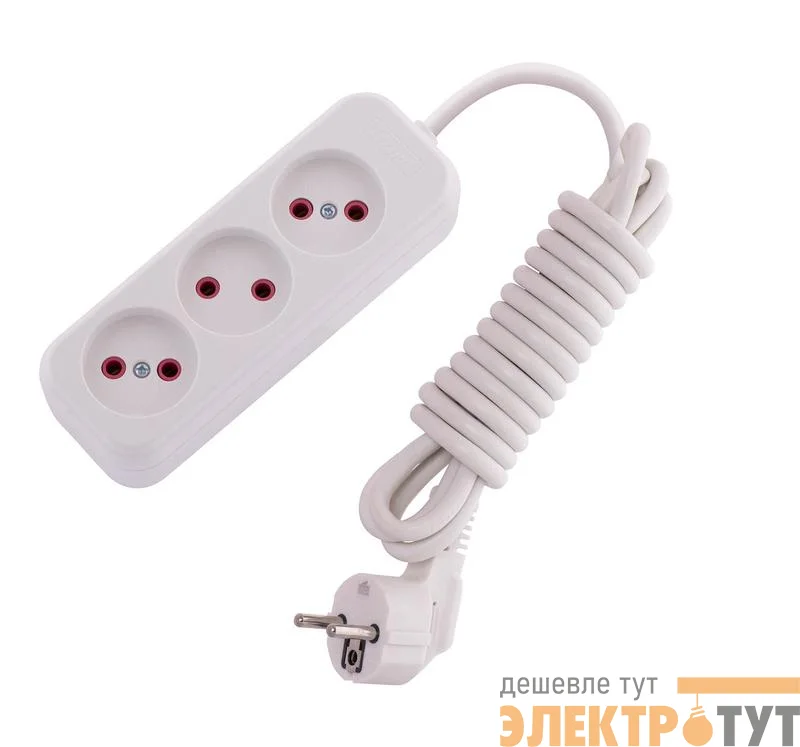 Удлинитель 3х3м без заземл. 10А IP20 Lila LEZARD 720-0303-303