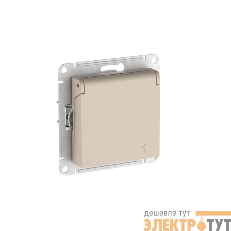 Розетка AtlasDesign 16А IP20 с заземл. защ. шторки с крышкой быстрозажим. клем. механизм песочн. SE ATN001246S